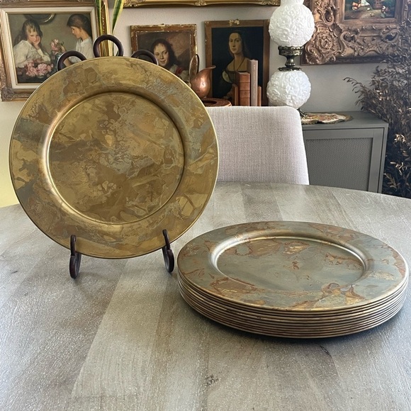 Martha Sturdy Other - Martha Sturdy Spun brass Patina table charger or tray set of 4